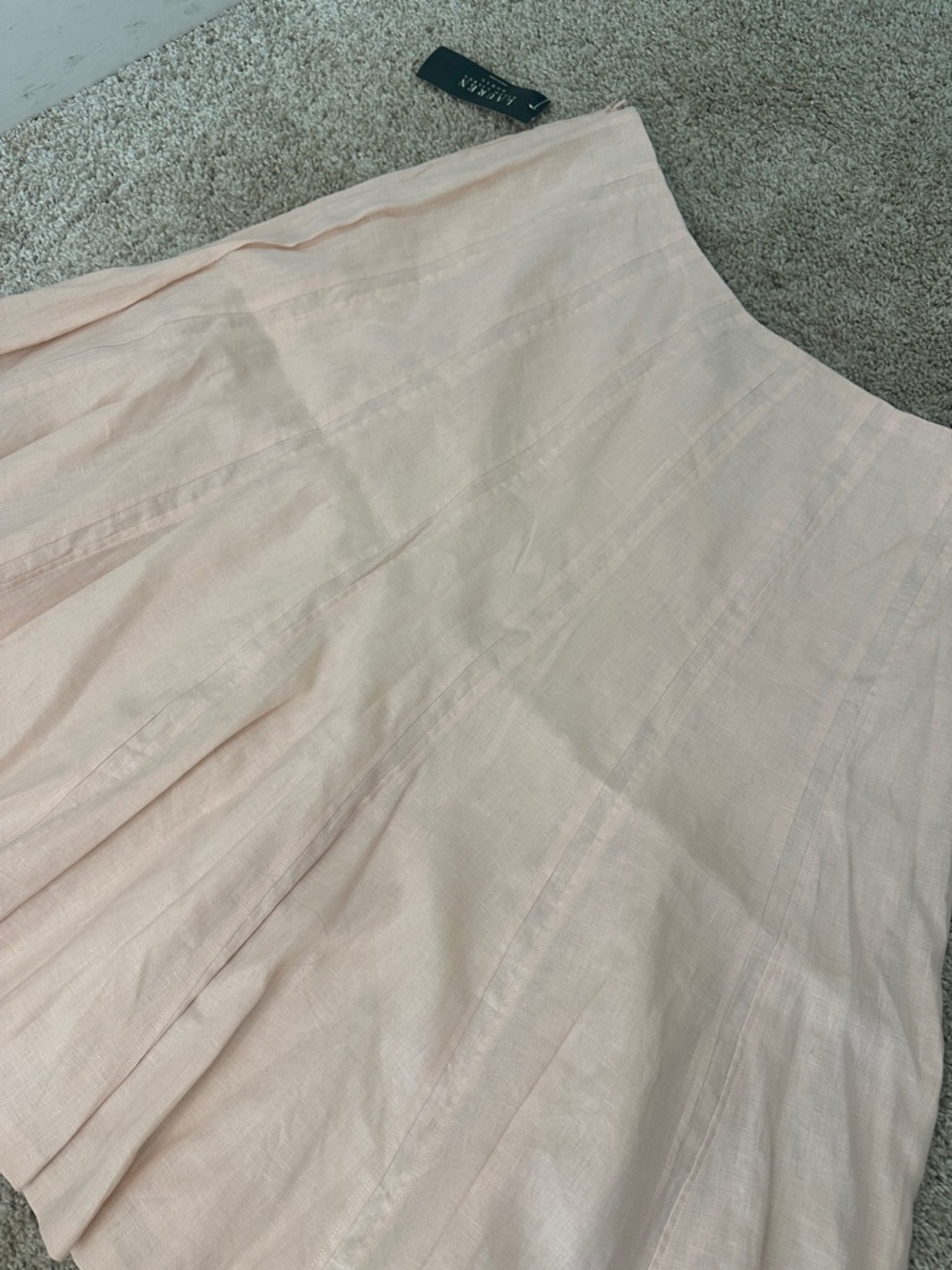 Ralph Lauren Linen Midi Skirt in Peachy Blush A-Line Flared Flowy Size 16W NWT - Picture 5 of 5